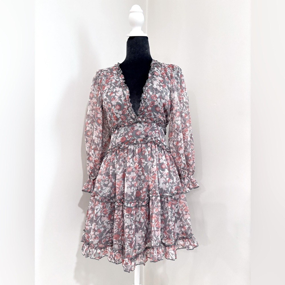 Saints & Secrets Floral Victorian Mini Dress With Cut-Out Back Detail Size Xs